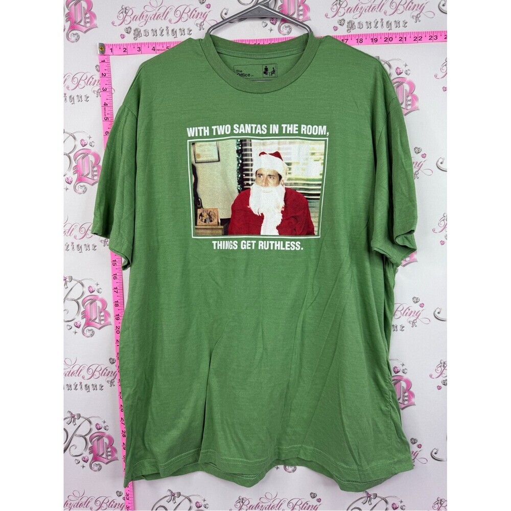 The office tv show shirt funny Green Holiday Graphic Tee with Santa Humor